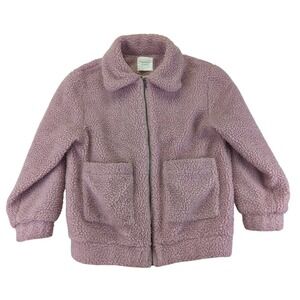 ELODIE‎ Plush Fleece Teddy Coat Jacket Dusty Rose Pink Women's Medium